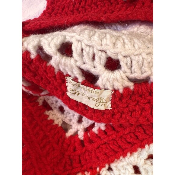Crochet Vintage Red White Flower Top Skirt Bag Henrietta Tanuska Beverly Hills - Picture 4 of 16